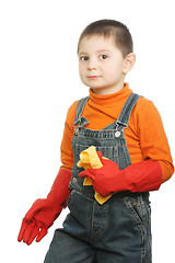 Image showing Little boy with duster