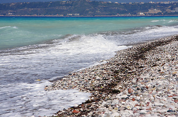 Image showing Aegean sea coastline at Rhodes