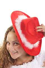 Image showing Bride in red hat