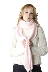 Image showing Woman in pink scarf