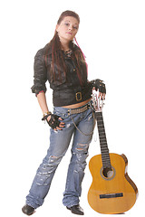 Image showing Punk girl with guitar