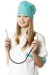 Image showing Smiling doctor with stethoscope