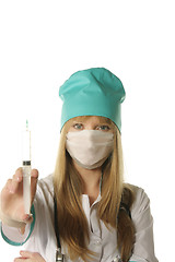 Image showing Doctor holding out syringe