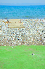 Image showing Beach and wooden path