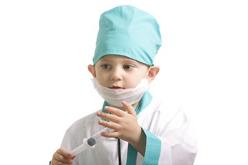 Image showing Little doctor with syringe