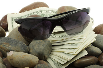 Image showing Money sunglasses and stones