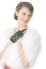 Image showing Smiling girl in fur coat