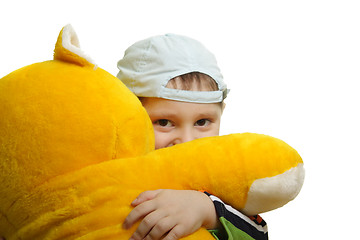 Image showing Boy and teddy bear