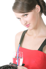 Image showing Woman with glass of water