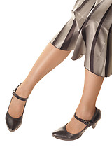 Image showing Woman legs in black shoes