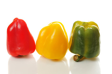 Image showing Three colored paprikas