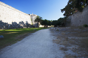 Image showing Rhodes castle backyard in evening