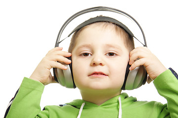 Image showing Big headphones for little boy