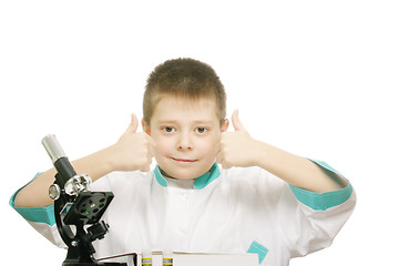 Image showing Scientist both thumbs up