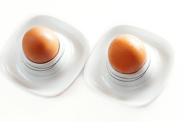 Image showing Two eggs in eggcups
