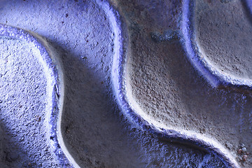 Image showing Rusty metal plate in blue light