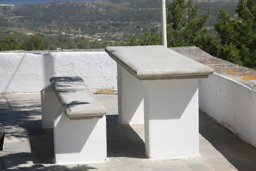 Image showing Stone bench and table