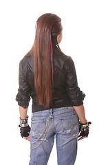 Image showing Punk girl turned back