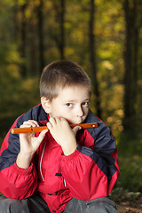 Image showing Playing on flute