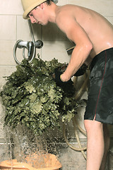 Image showing Preparing bath besom