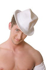 Image showing Young man in white hat