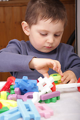 Image showing Assembling toy blocks