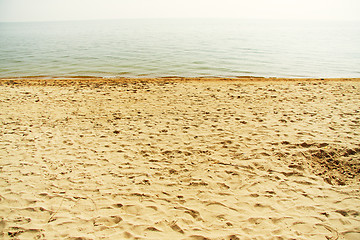 Image showing Beach in foggy morning