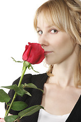 Image showing Blonde with rose