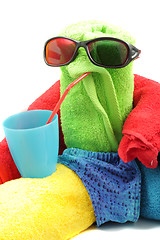 Image showing Towel man drinking