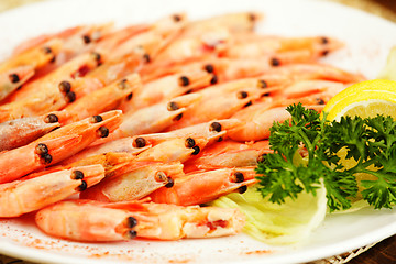 Image showing Tasty shrimps on plate