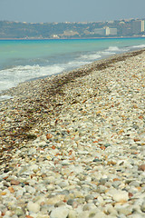 Image showing Pebble coastline in Rhodes