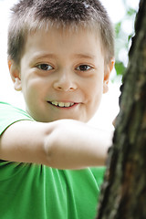 Image showing Smiling boy closeup photo
