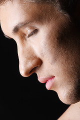 Image showing Profile of man with closed eyes