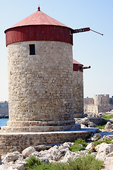 Image showing Rhodes windmills closeup