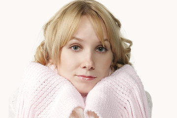 Image showing Soft pink scarf