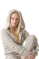 Image showing Blonde in rabbit sportswear