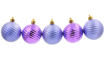 Image showing Five christmas tree balls