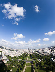 Image showing bird's eye aerial view of paris france champ de mars park