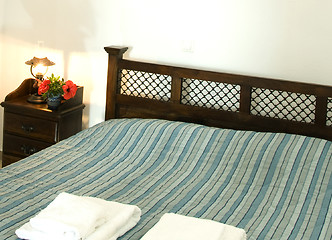 Image showing bedroom in greek island santorini cave house