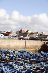 Image showing fishing boats in harbor essaouira morocco