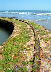 Image showing Old Tracks By The Ocean