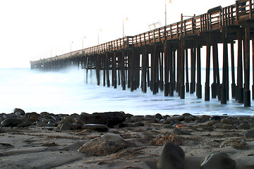 Image showing Ocean Wave Storm Pier