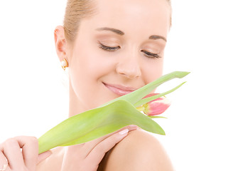 Image showing happy woman with flower