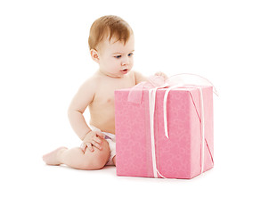 Image showing baby boy with big gift box