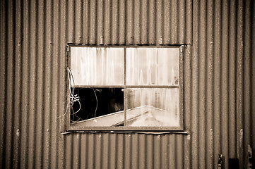 Image showing old rusty metal tin shed