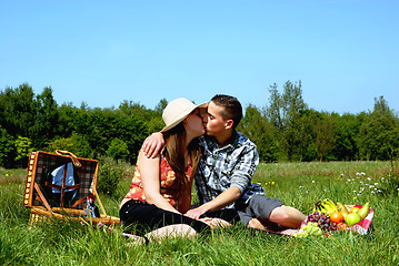 Image showing Young couple at picnic