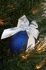 Image showing Blue christmas ball