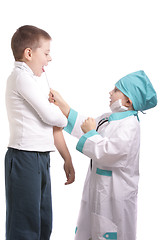 Image showing Doctor checking throat