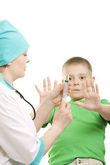 Image showing Kid afraid of injection