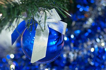 Image showing Blue christmas ball